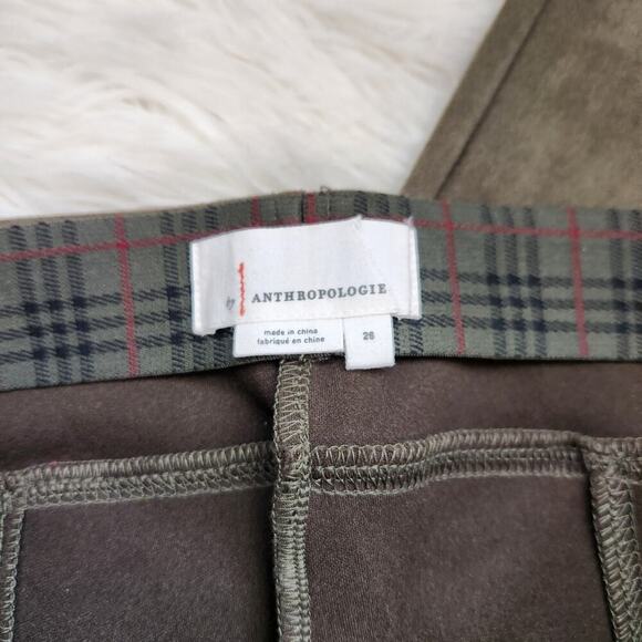 Anthropologie Size 26 Green Faux Suede Pull On Skinny Pants - Picture 4 of 14